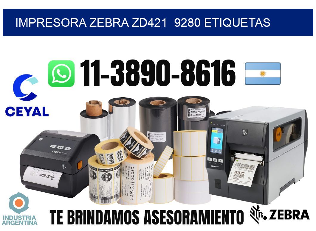 impresora zebra zd421  9280 etiquetas