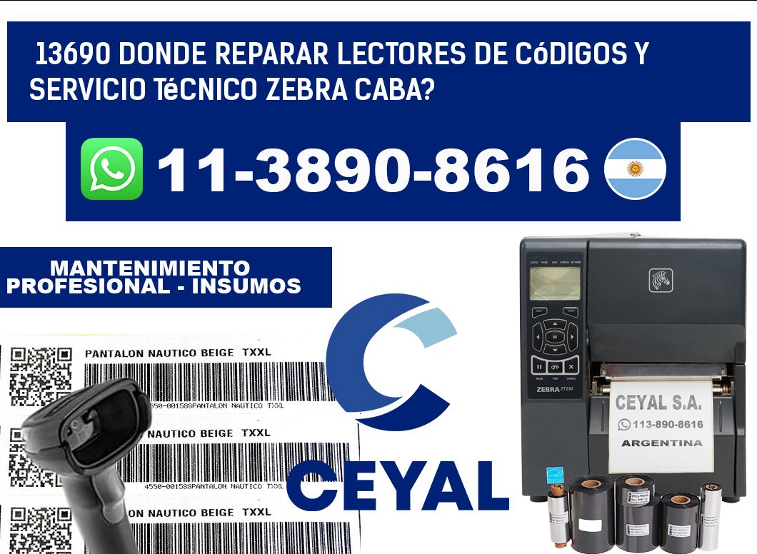 13690 donde reparar Lectores de Códigos y Servicio Técnico zebra Caba?