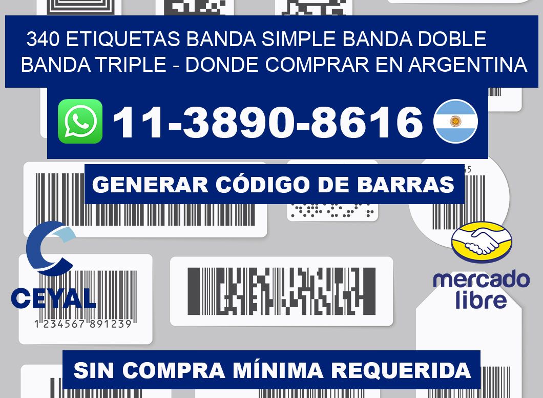 340 etiquetas banda simple banda doble banda triple - Donde Comprar en Argentina