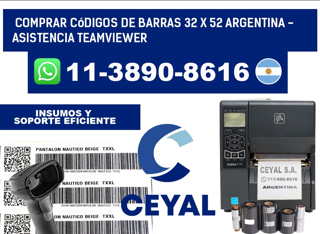 Comprar códigos de barras 32 x 52 argentina - asistencia teamviewer