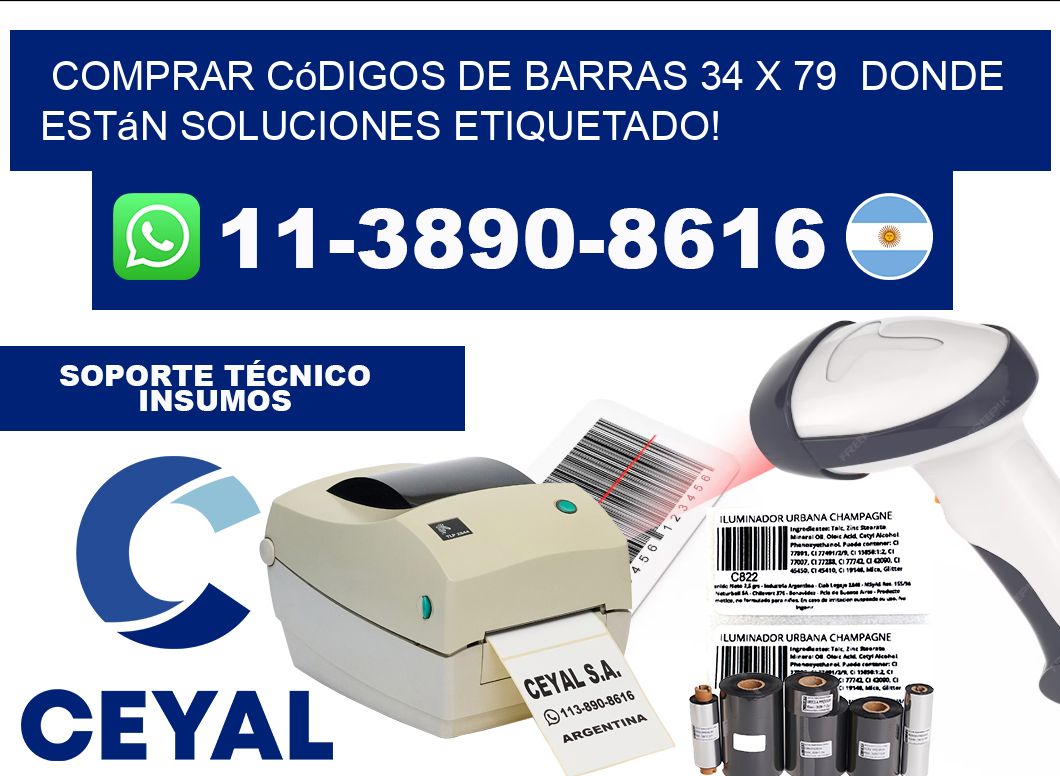 Comprar códigos de barras 34 x 79  donde están soluciones etiquetado!