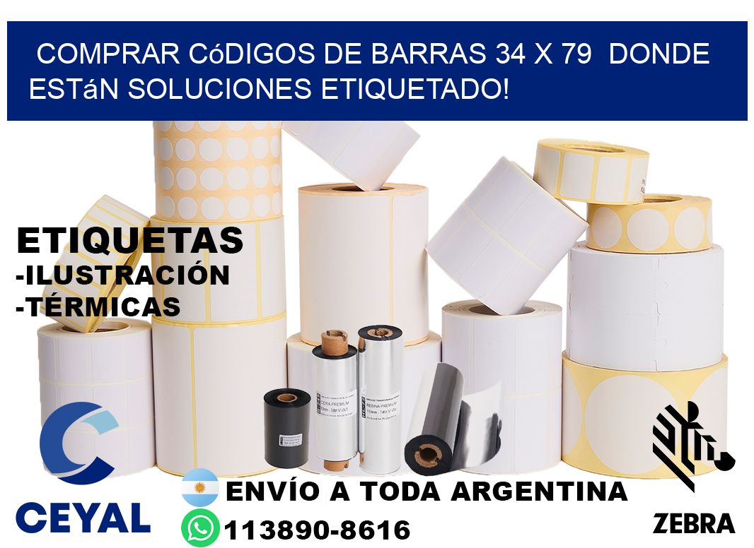 Comprar códigos de barras 34 x 79  donde están soluciones etiquetado!