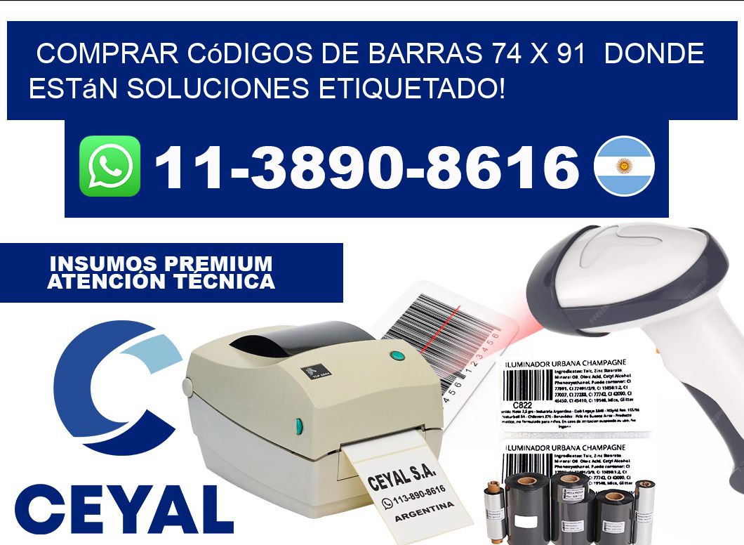 Comprar códigos de barras 74 x 91  donde están soluciones etiquetado!