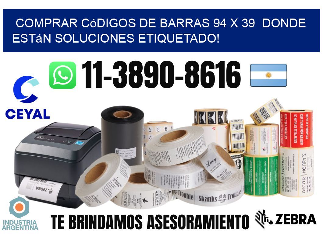 Comprar códigos de barras 94 x 39 donde están soluciones etiquetado!