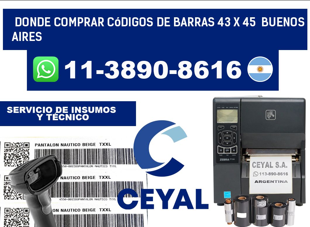 Donde Comprar códigos de barras 43 x 45  Buenos Aires