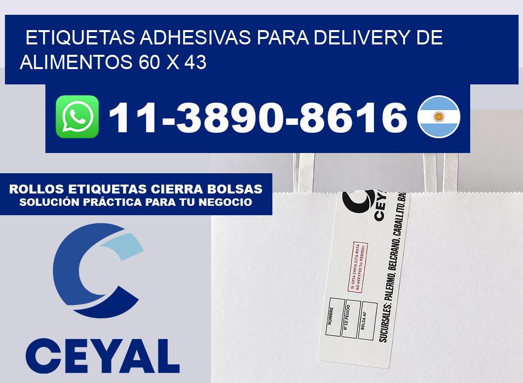 ETIQUETAS ADHESIVAS PARA DELIVERY DE ALIMENTOS 60 x 43