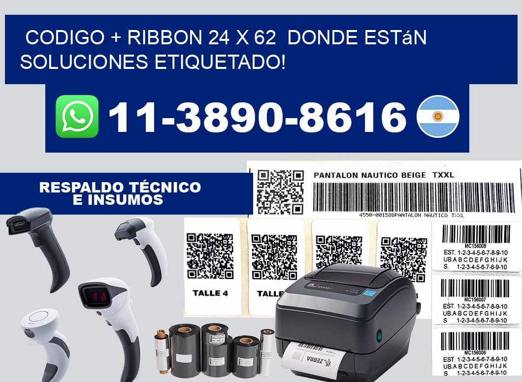 codigo + ribbon 24 x 62  donde están soluciones etiquetado!