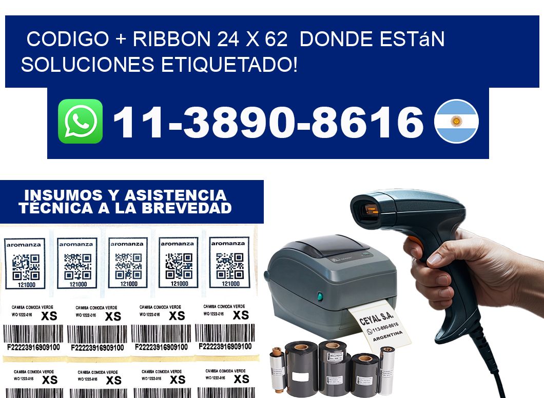 codigo + ribbon 24 x 62  donde están soluciones etiquetado!