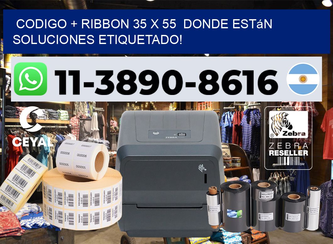 codigo + ribbon 35 x 55  donde están soluciones etiquetado!