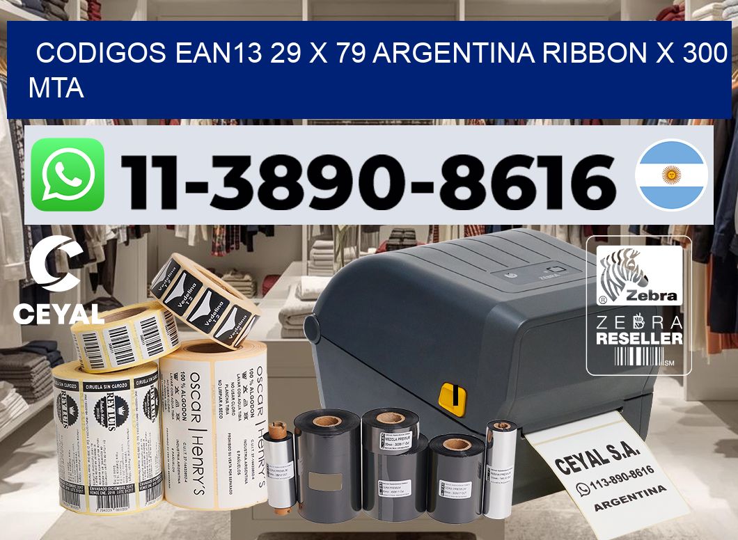 codigos ean13 29 x 79 argentina ribbon x 300 mta