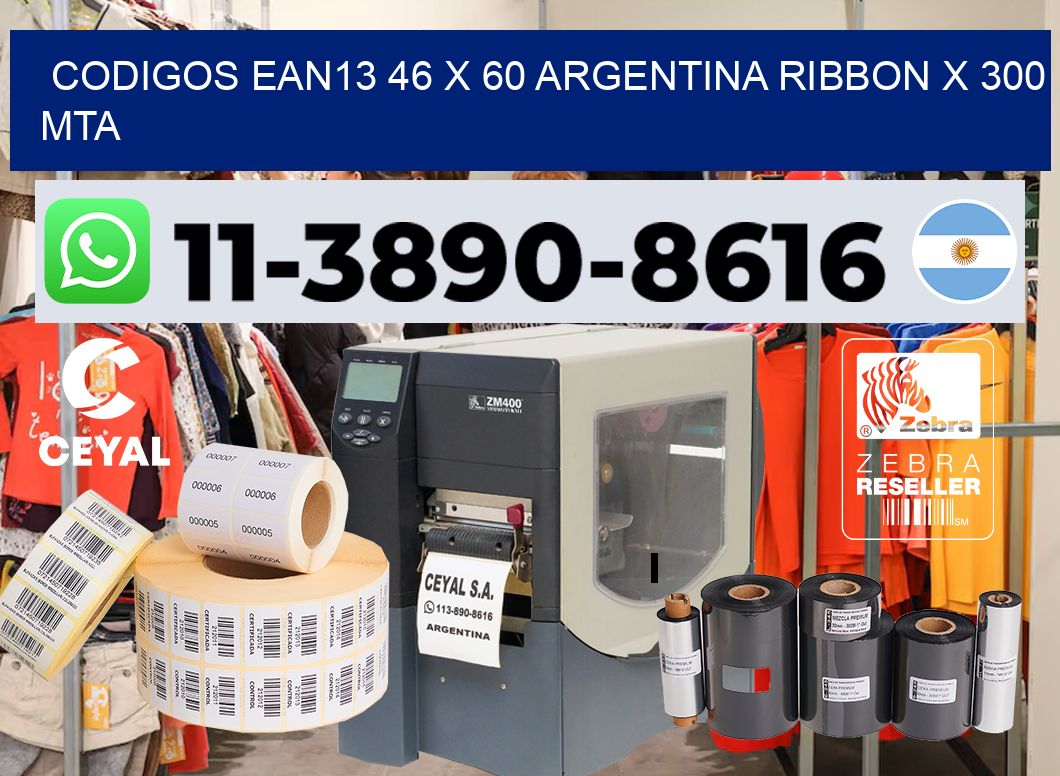 codigos ean13 46 x 60 argentina ribbon x 300 mta