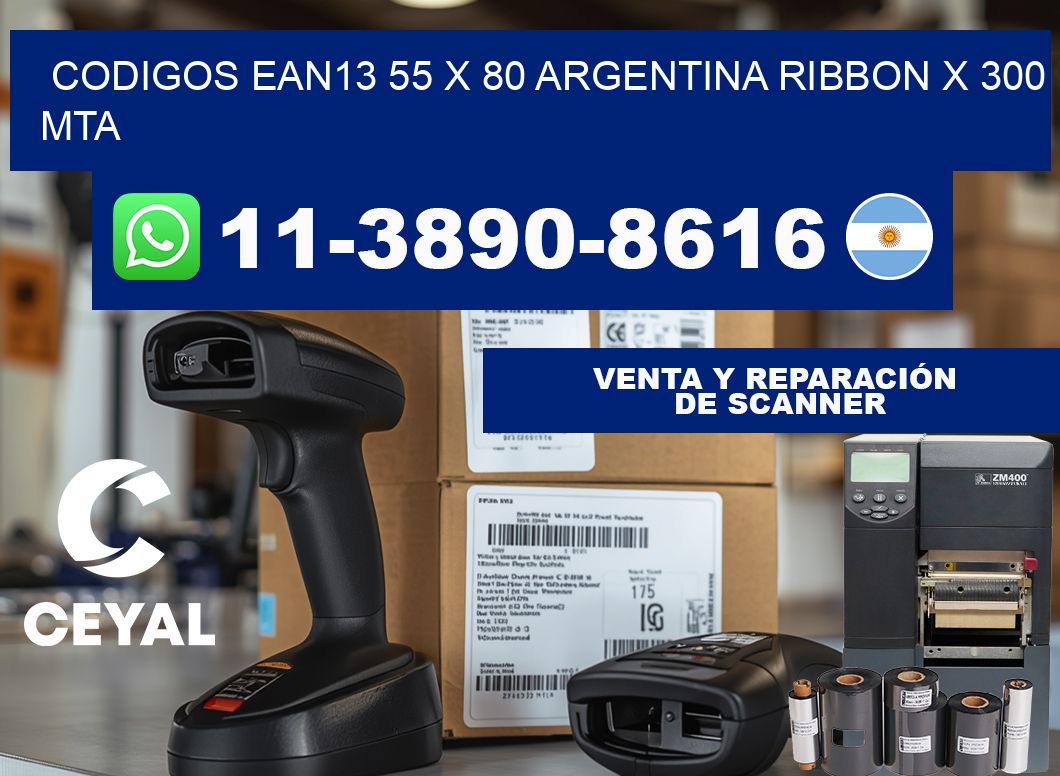 codigos ean13 55 x 80 argentina ribbon x 300 mta