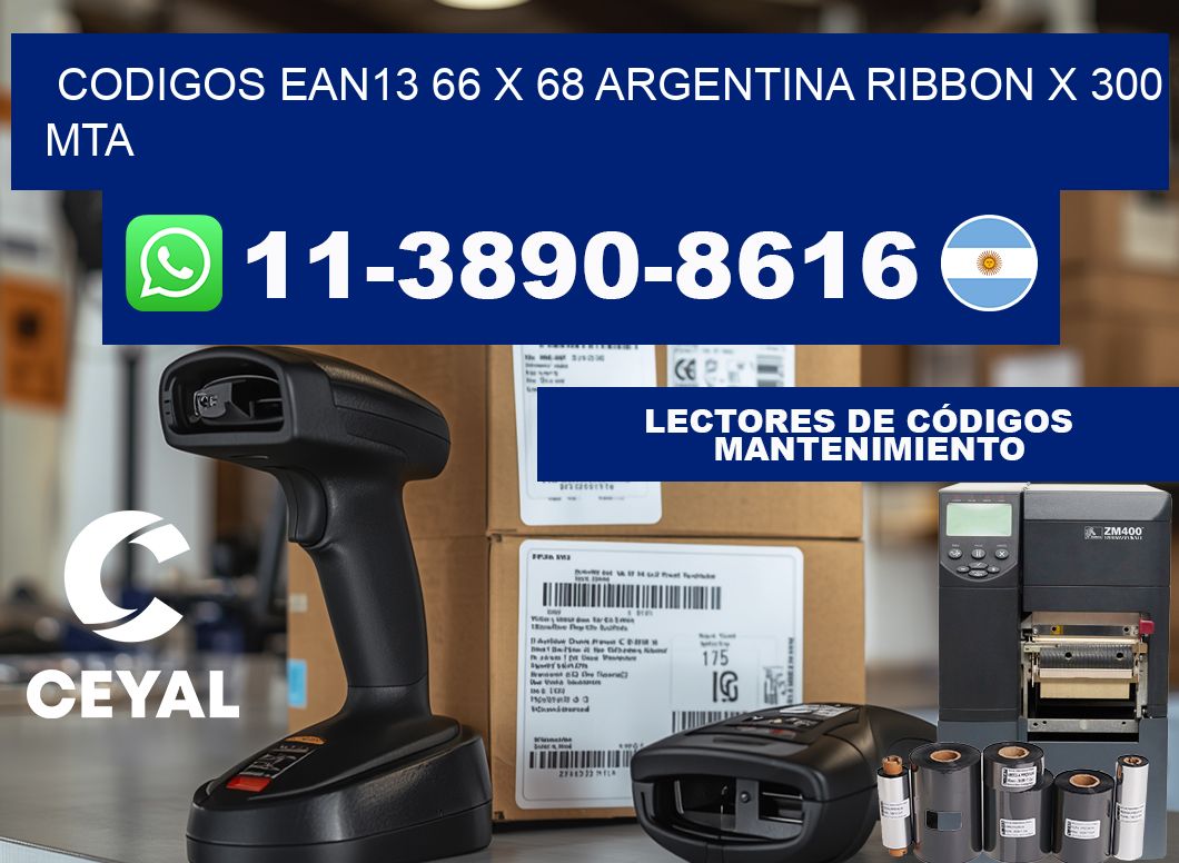 codigos ean13 66 x 68 argentina ribbon x 300 mta