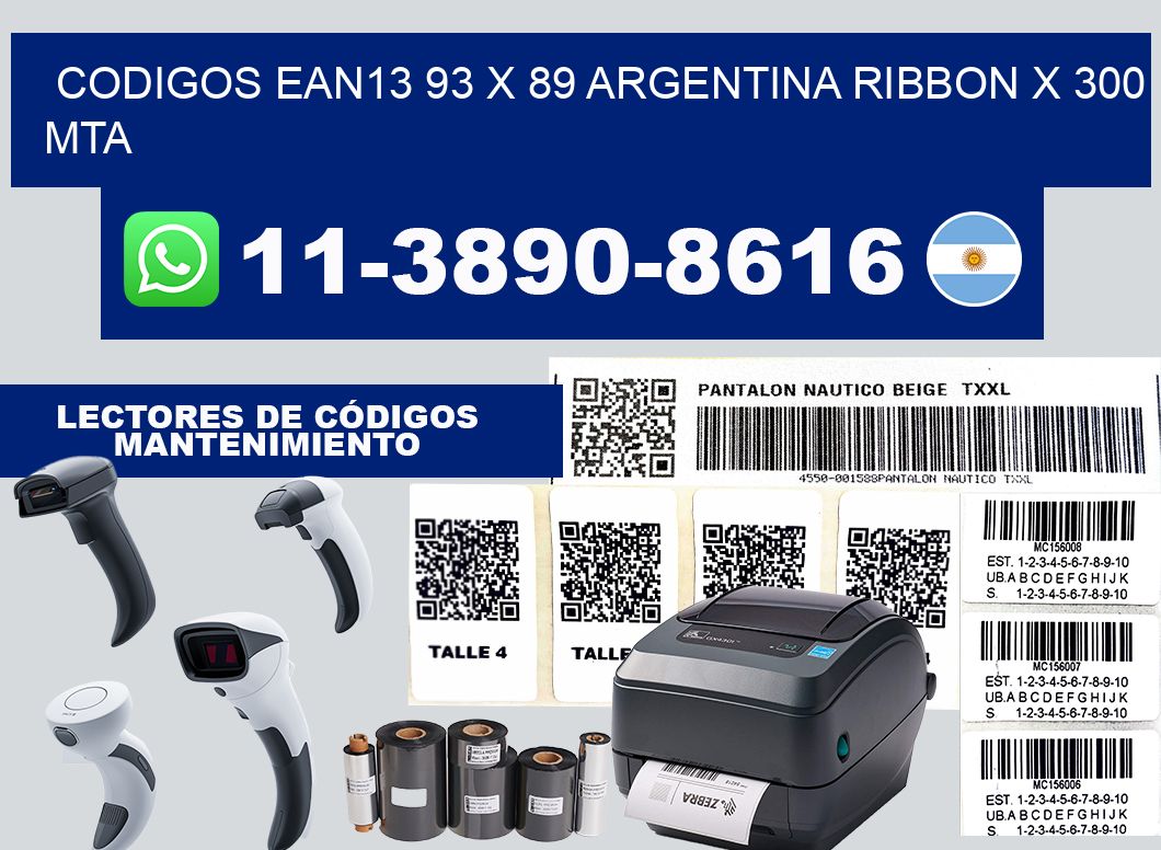 codigos ean13 93 x 89 argentina ribbon x 300 mta