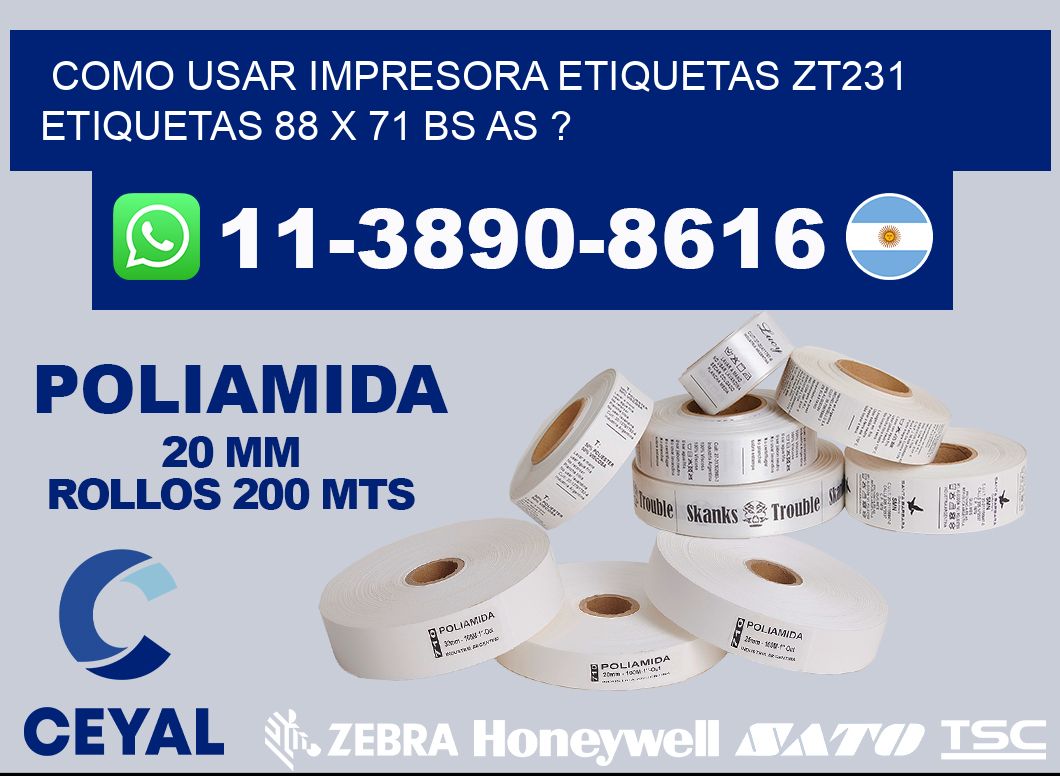 como usar impresora etiquetas zt231 etiquetas 88 x 71 BS AS ?