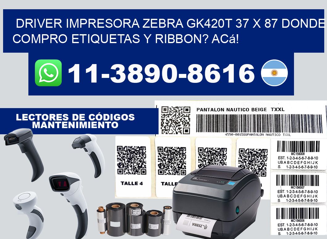 driver impresora zebra gk420t 37 x 87 Donde compro etiquetas y ribbon? Acá!
