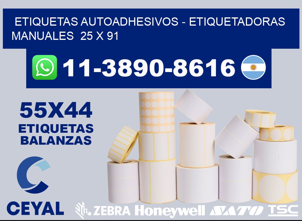 etiquetas autoadhesivos - Etiquetadoras Manuales  25 x 91