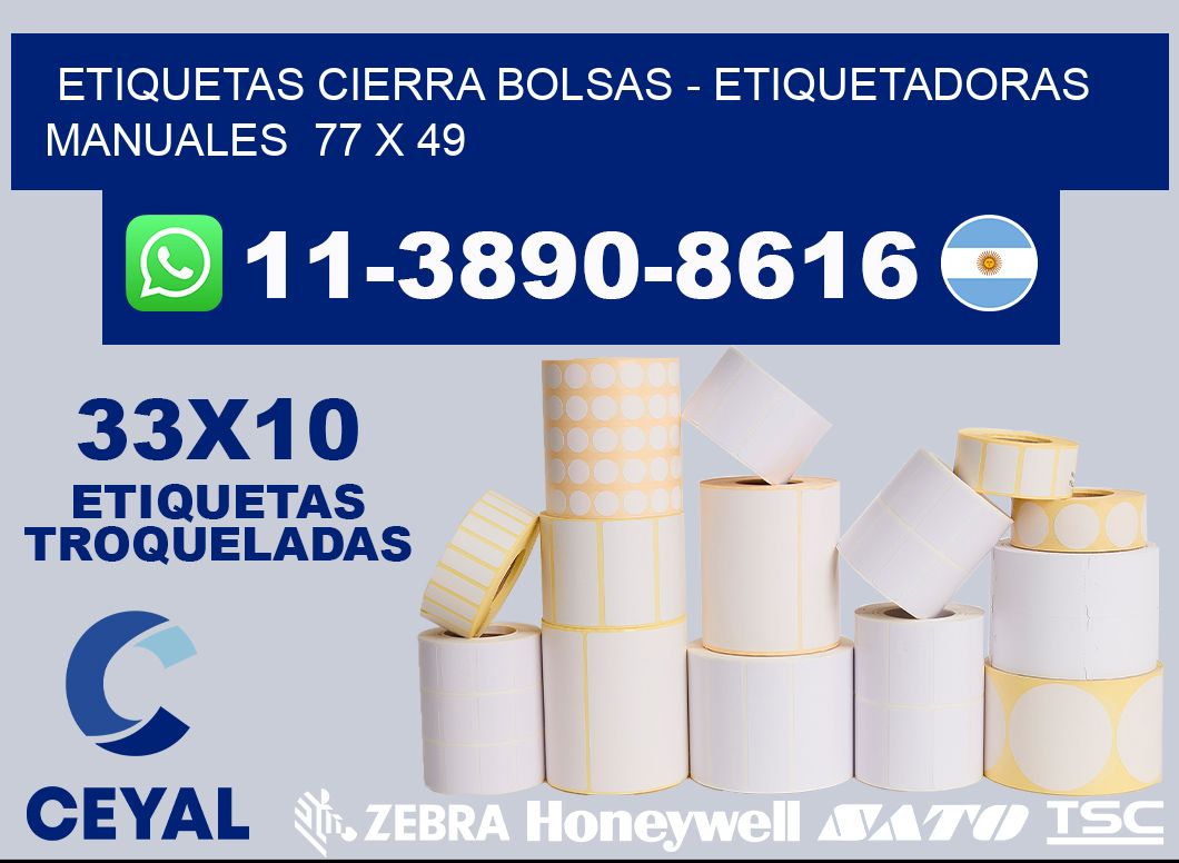 etiquetas cierra bolsas - Etiquetadoras Manuales  77 x 49