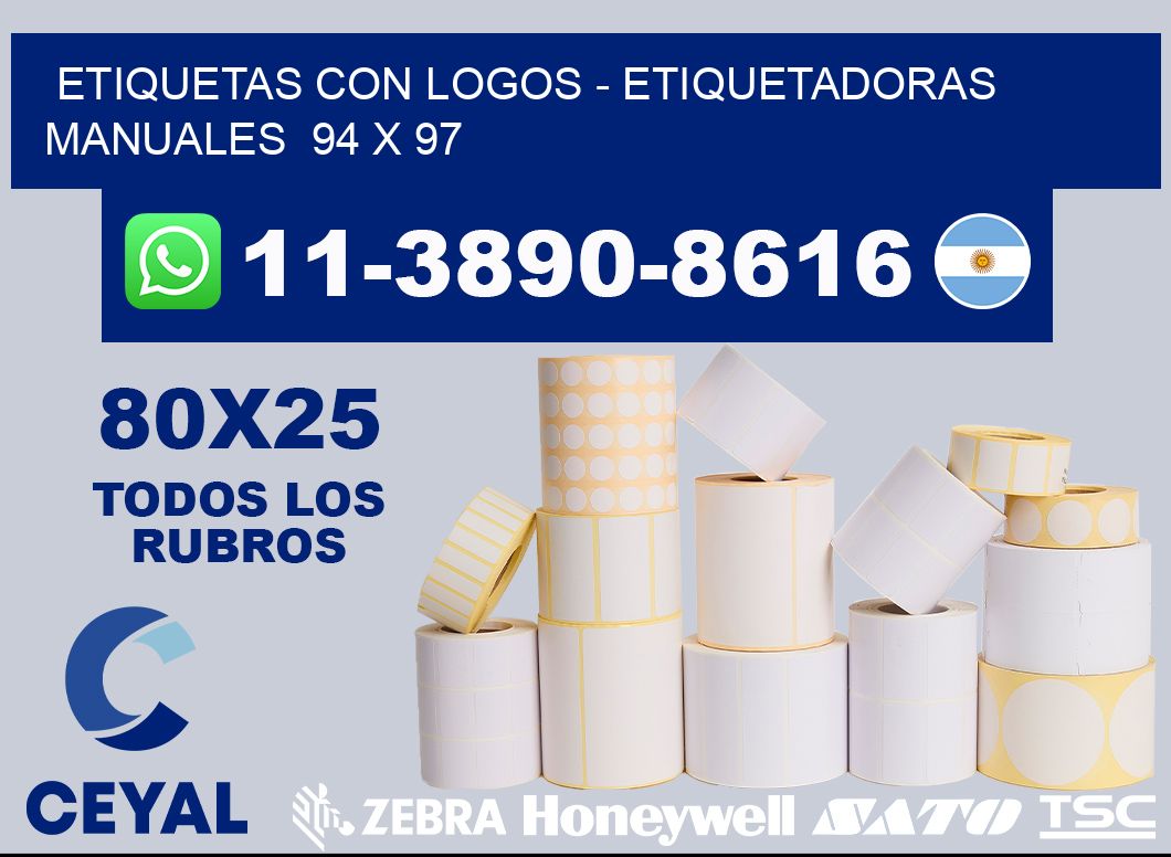 etiquetas con logos - Etiquetadoras Manuales  94 x 97