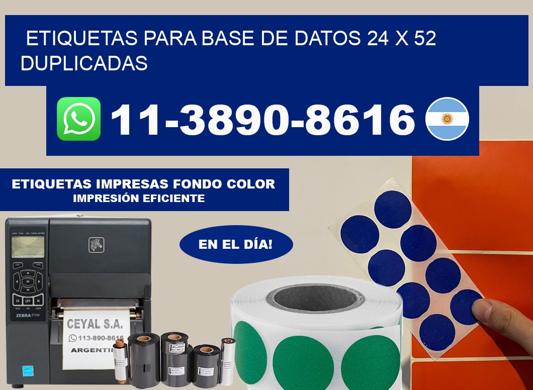 etiquetas para base de datos 24 x 52 duplicadas
