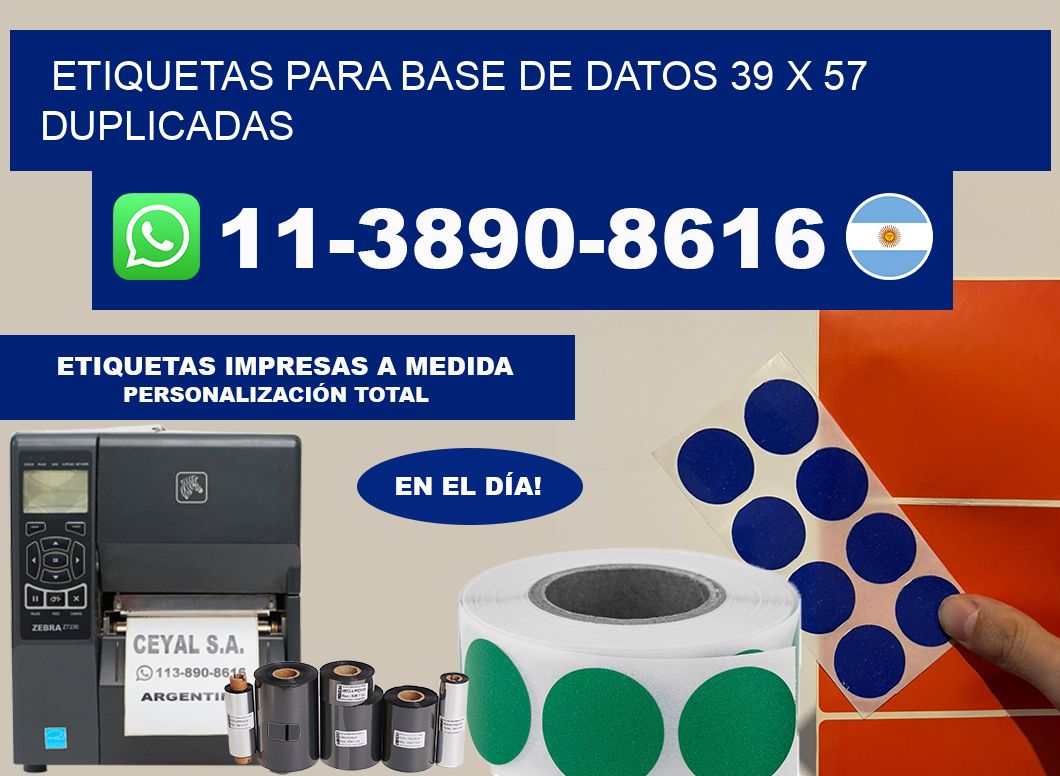 etiquetas para base de datos 39 x 57 duplicadas