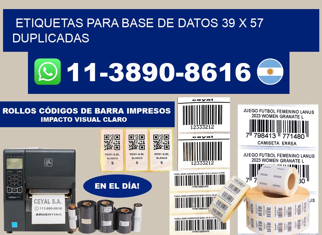 etiquetas para base de datos 39 x 57 duplicadas