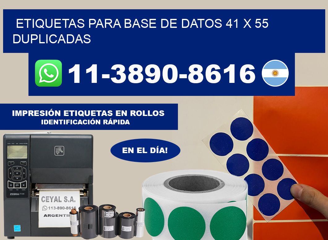 etiquetas para base de datos 41 x 55 duplicadas