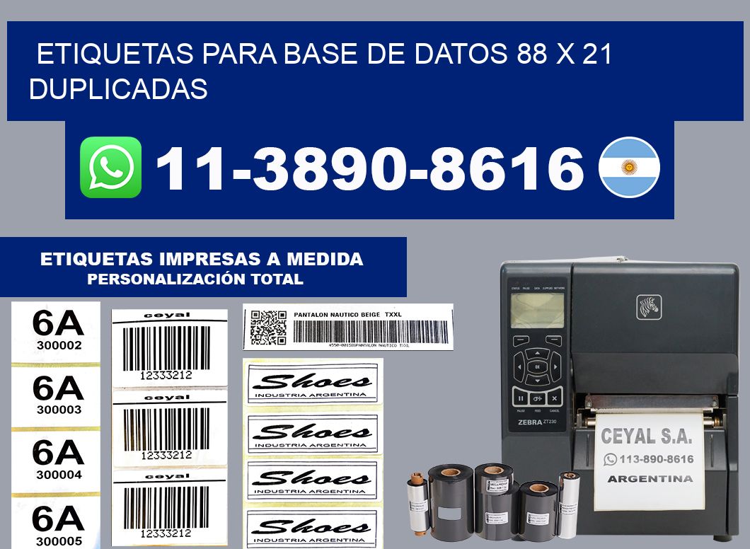 etiquetas para base de datos 88 x 21 duplicadas