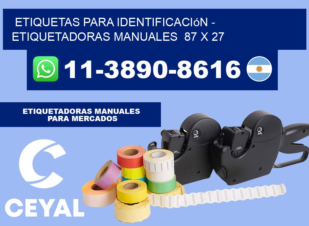 etiquetas para identificación - Etiquetadoras Manuales  87 x 27