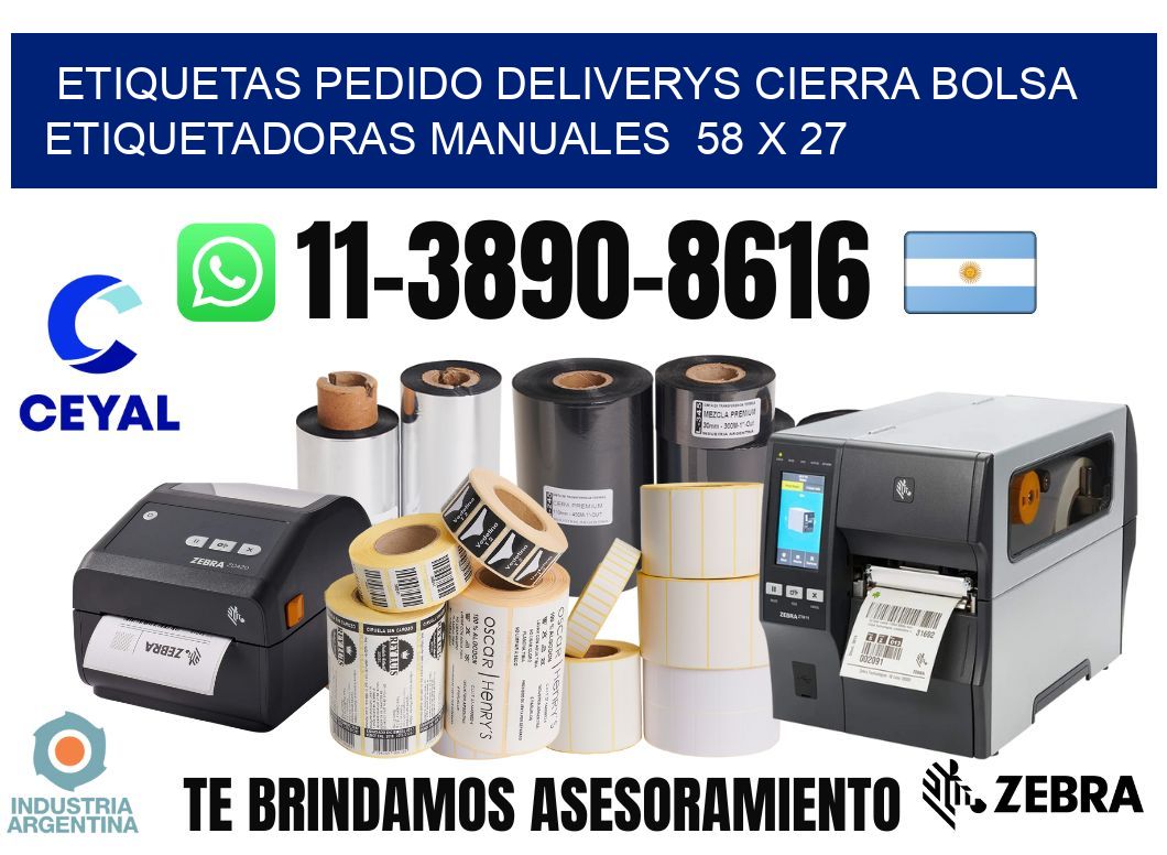 etiquetas pedido deliverys cierra bolsa  Etiquetadoras Manuales  58 x 27