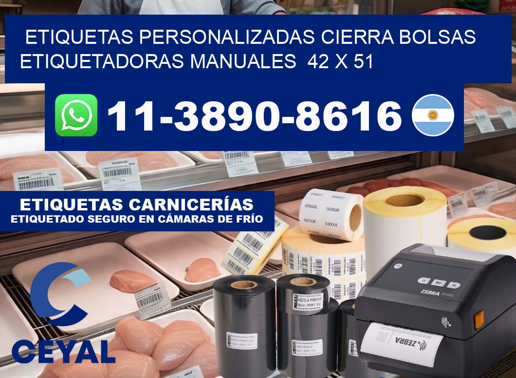 etiquetas personalizadas cierra bolsas  Etiquetadoras Manuales  42 x 51