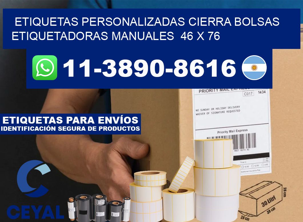 etiquetas personalizadas cierra bolsas  Etiquetadoras Manuales  46 x 76
