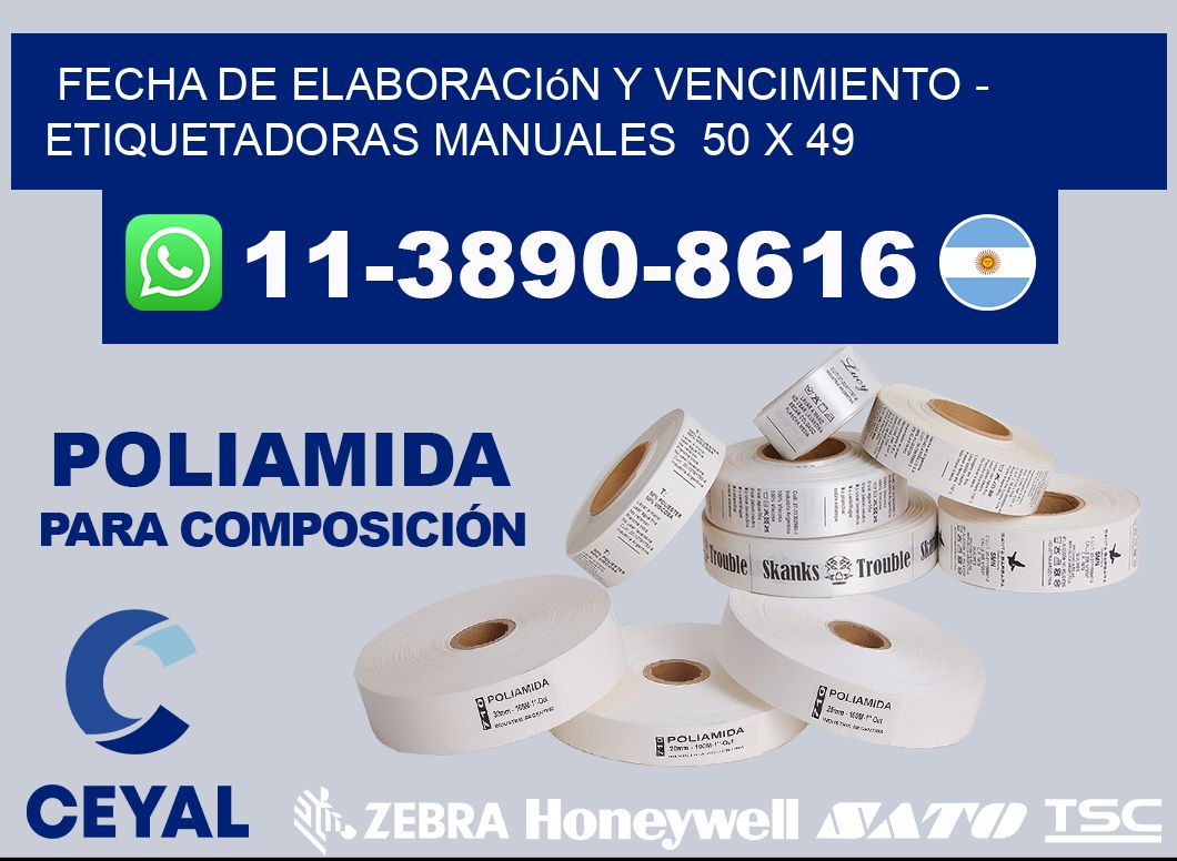 fecha de elaboración y vencimiento - Etiquetadoras Manuales  50 x 49