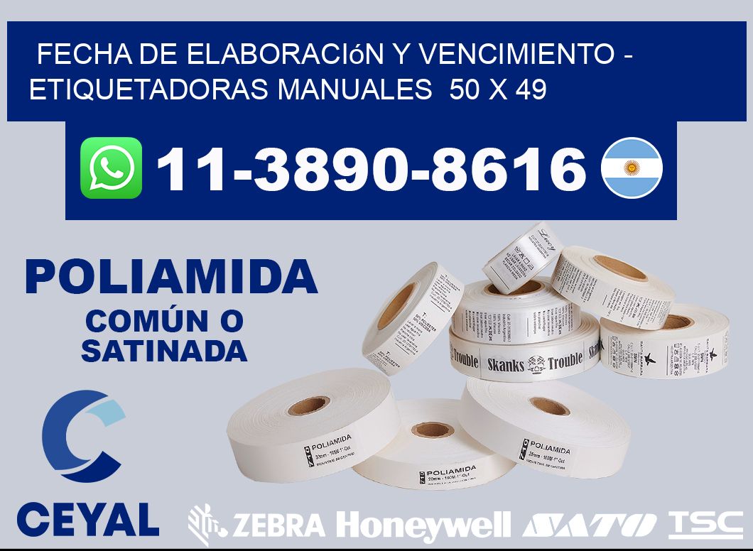fecha de elaboración y vencimiento - Etiquetadoras Manuales  50 x 49