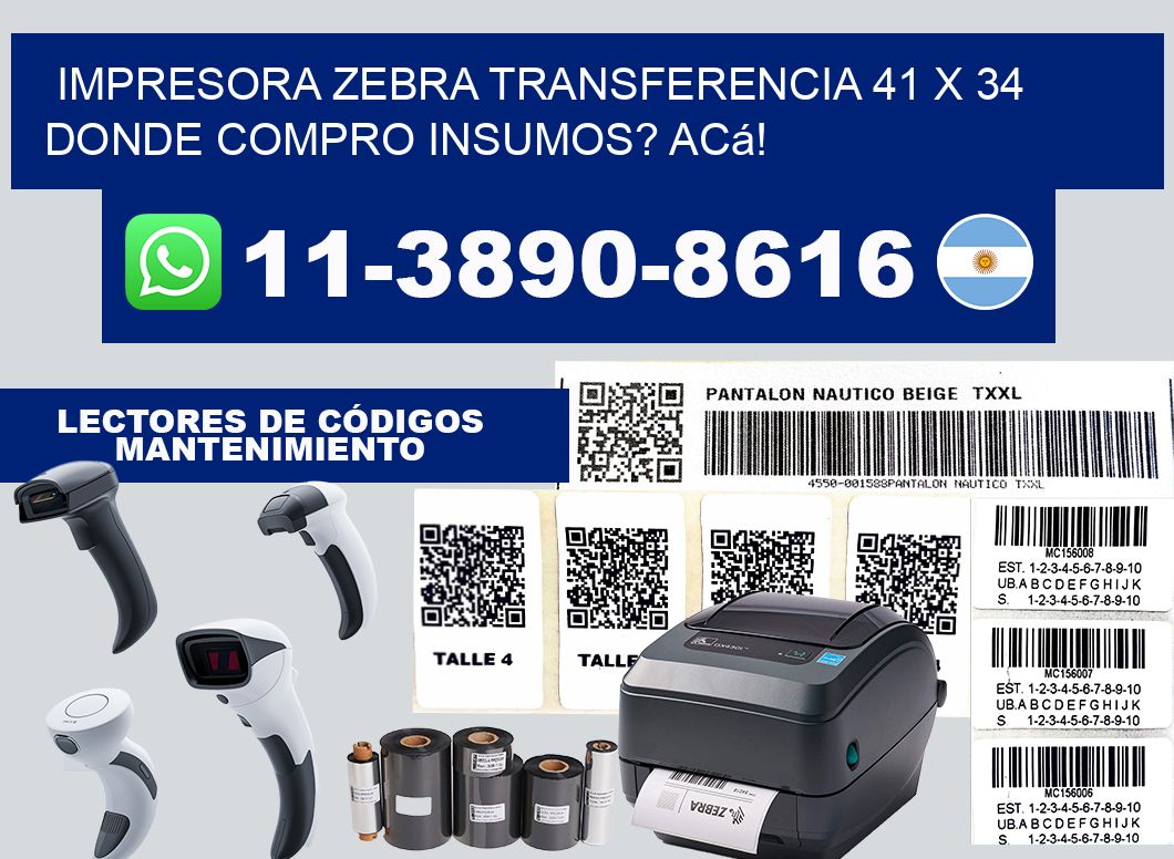 impresora zebra transferencia 41 x 34 Donde compro insumos? Acá!