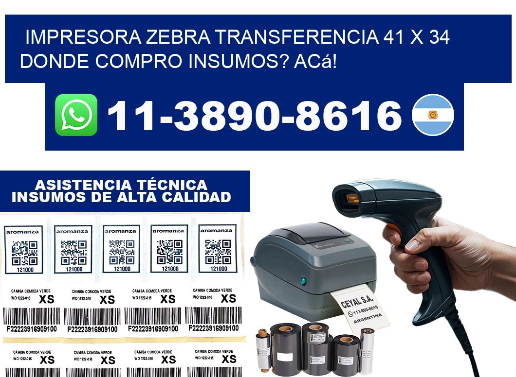 impresora zebra transferencia 41 x 34 Donde compro insumos? Acá!