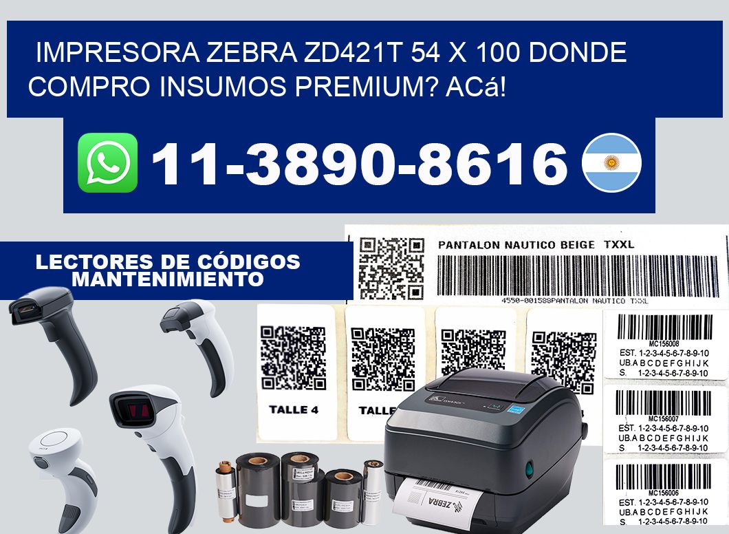 impresora zebra zd421t 54 x 100 Donde compro insumos premium? Acá!