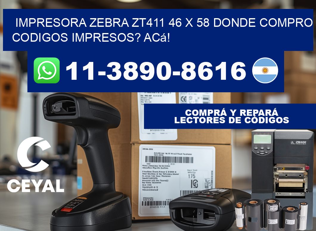impresora zebra zt411 46 x 58 Donde compro codigos impresos? Acá!