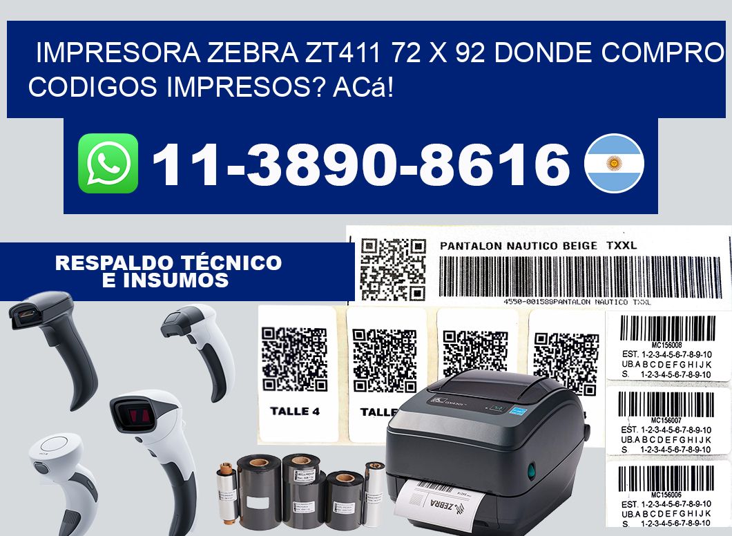 impresora zebra zt411 72 x 92 Donde compro codigos impresos? Acá!