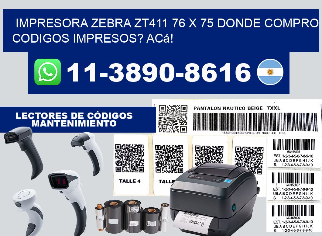 impresora zebra zt411 76 x 75 Donde compro codigos impresos? Acá!