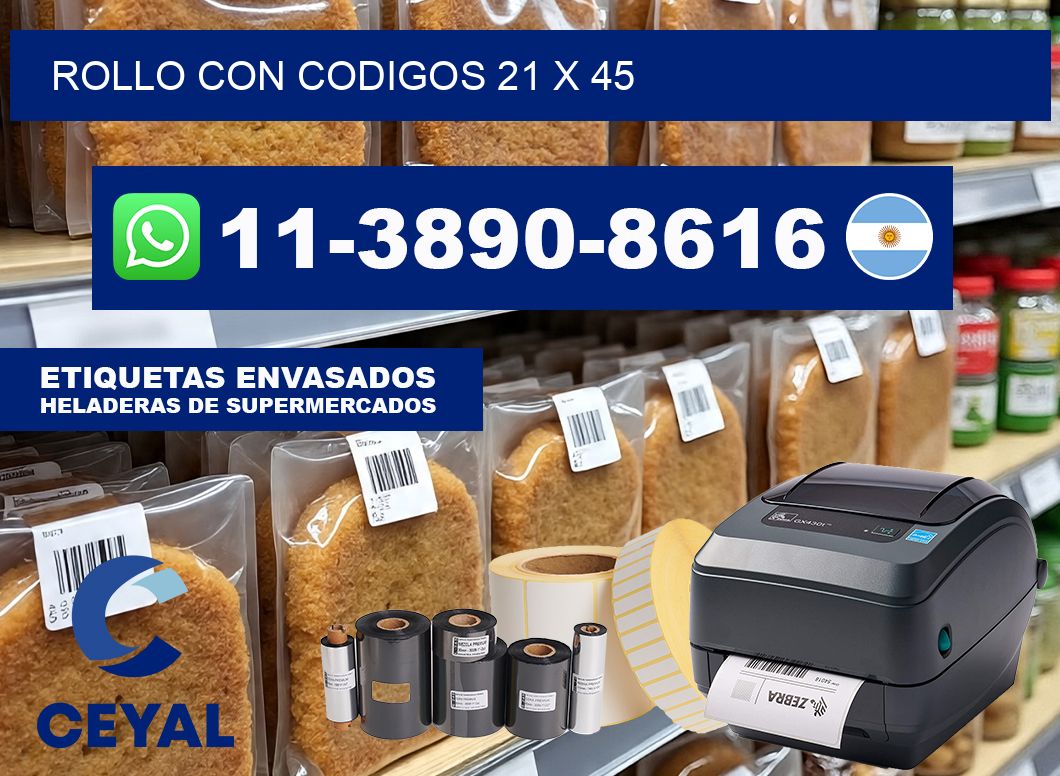 rollo con codigos 21 x 45