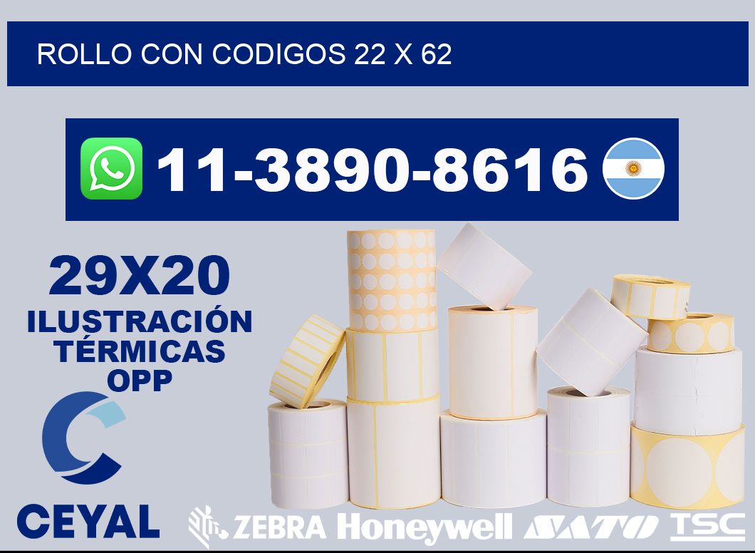 rollo con codigos 22 x 62