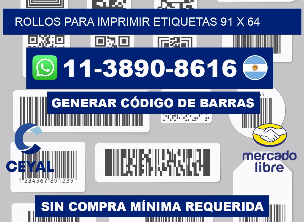 rollos para imprimir etiquetas 91 x 64