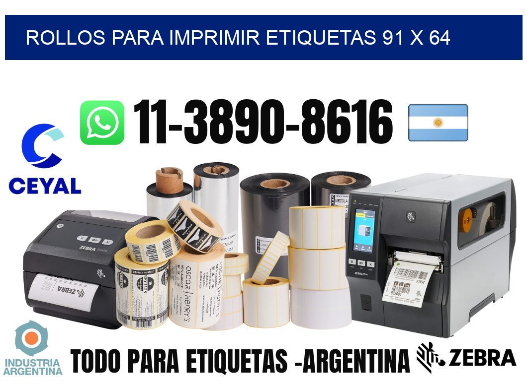 rollos para imprimir etiquetas 91 x 64