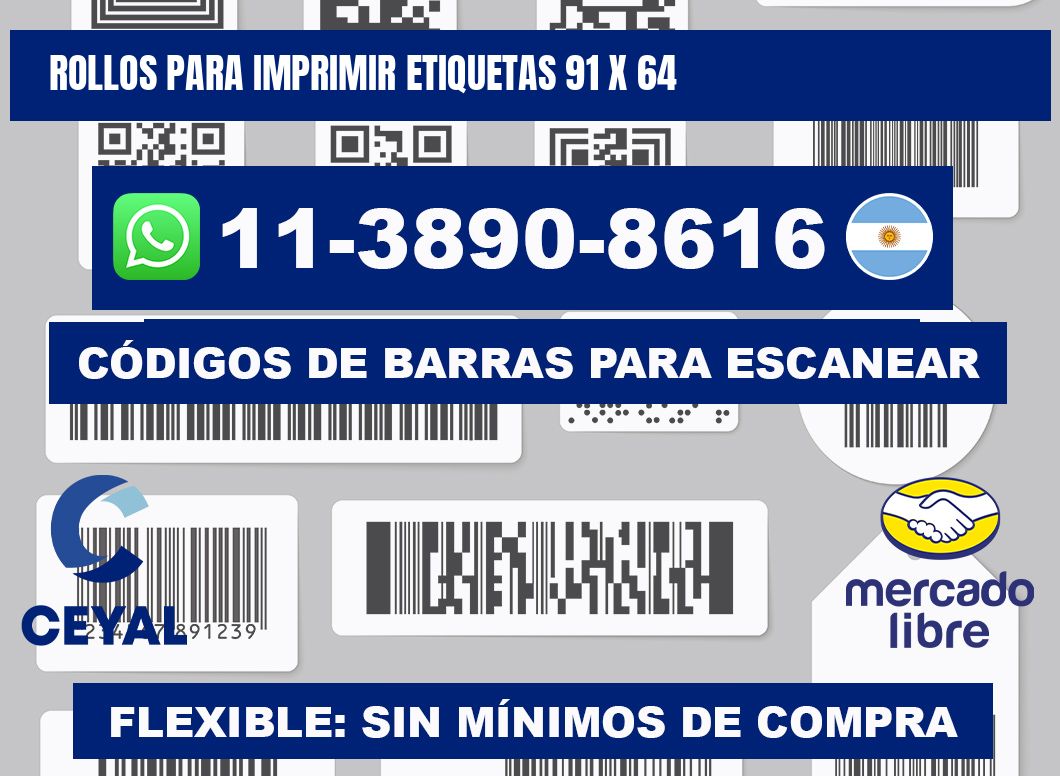 rollos para imprimir etiquetas 91 x 64