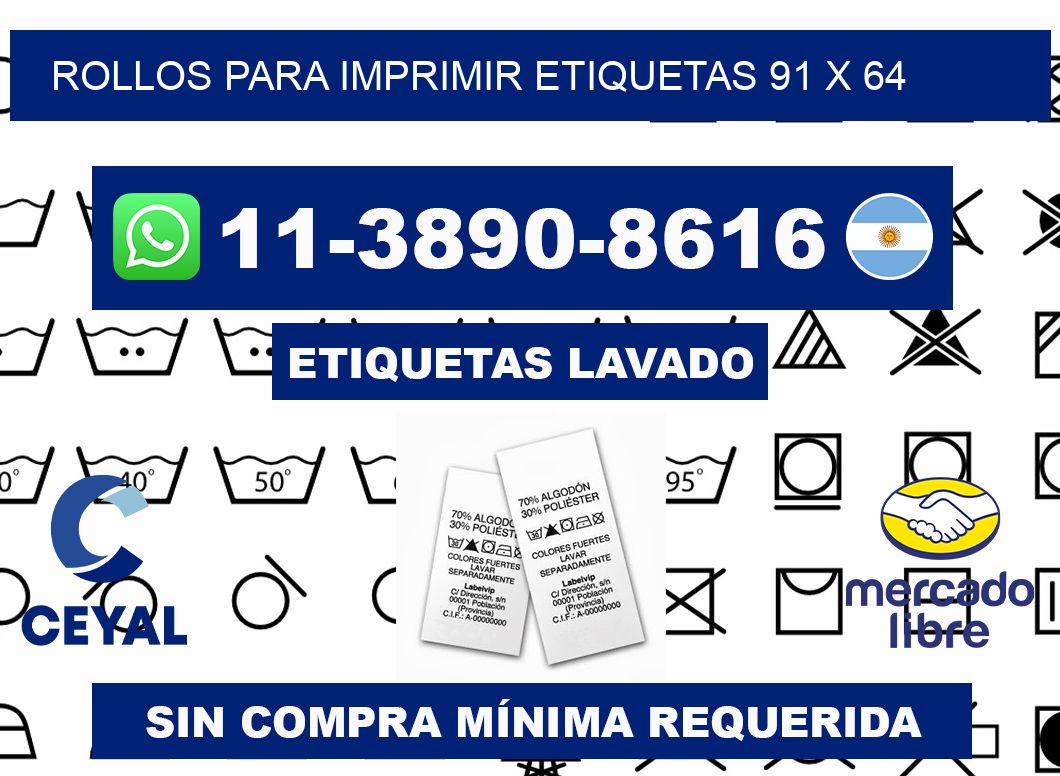 rollos para imprimir etiquetas 91 x 64