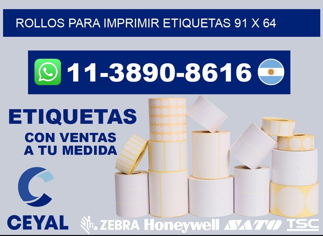 rollos para imprimir etiquetas 91 x 64