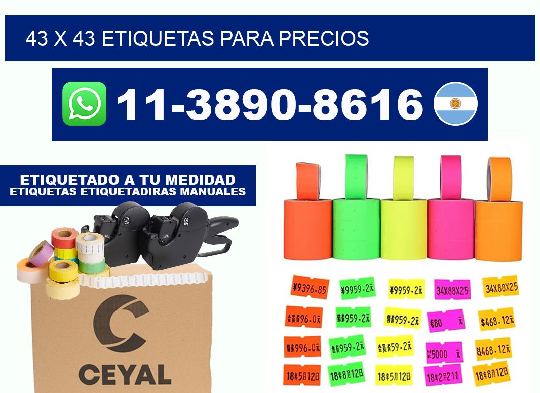 43 x 43 etiquetas para precios