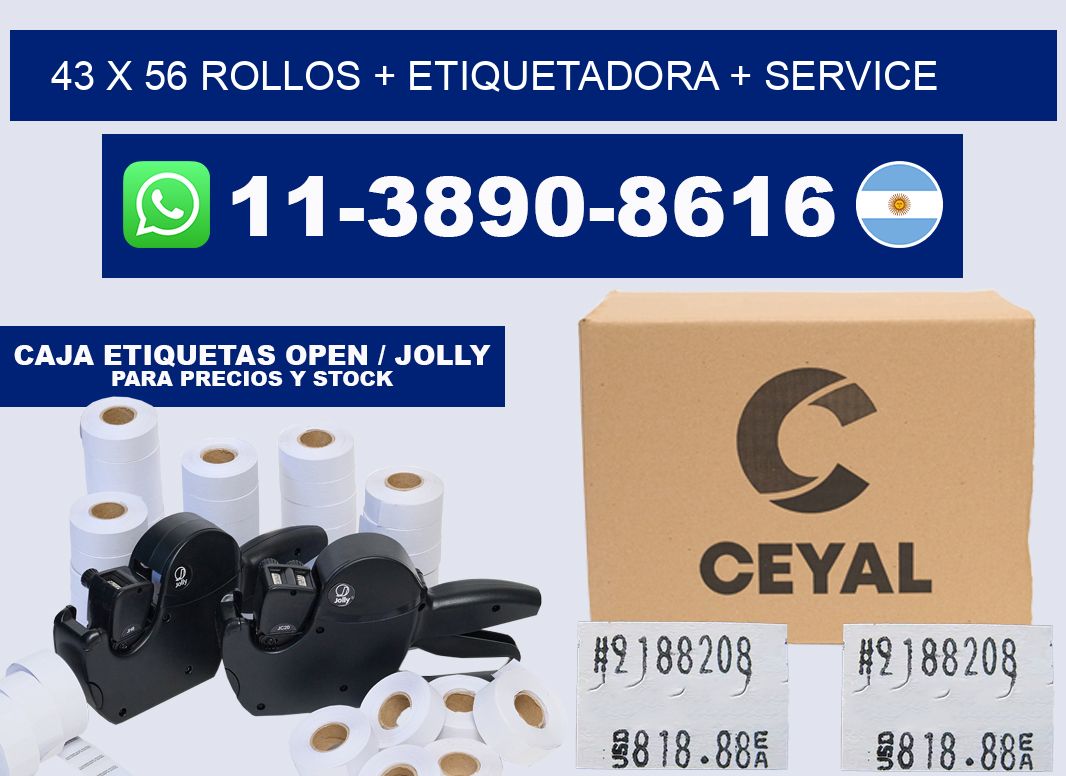 43 x 56 rollos + etiquetadora + service