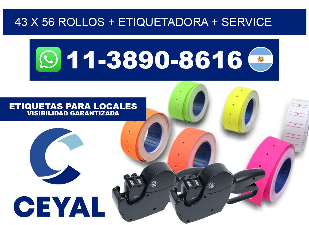 43 x 56 rollos + etiquetadora + service